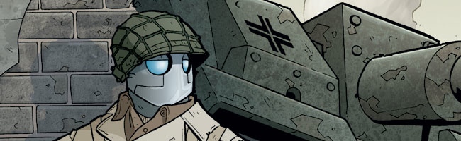 Atomic Robo near tank