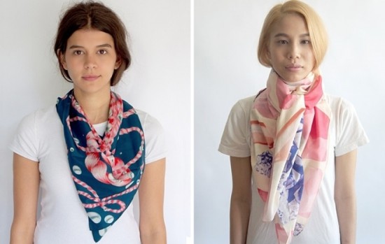 Emerald Grippa scarves side by side