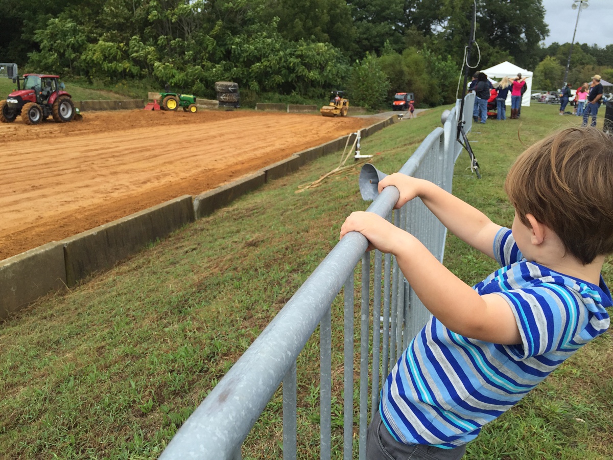 No tractor is either pulling or being pulled.